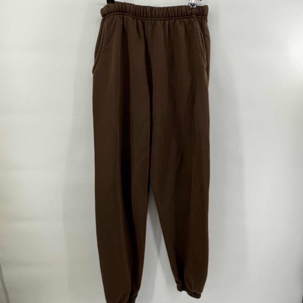 Daily Drills Brown Cotton Fleece Jogger Sweatpants Elastic Waistband XS/S